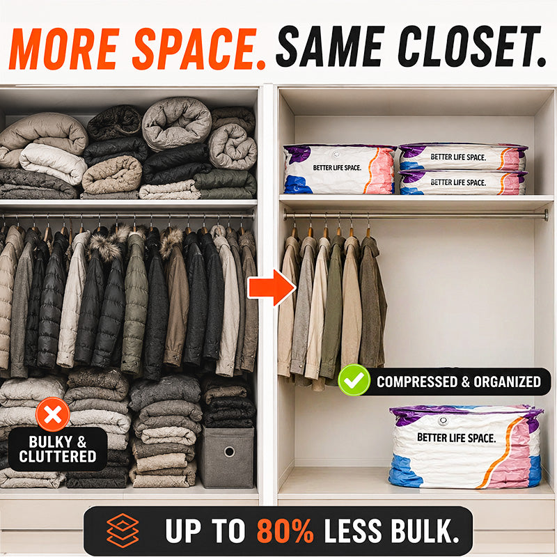 2026 HOT SALE✨ 50% OFF! 🔥No‑Pump Vacuum Storage Bags – Press & seal, no pump needed.