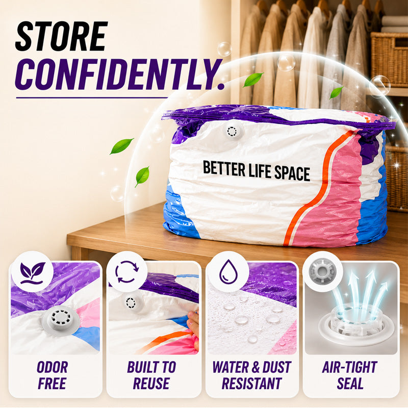 2026 HOT SALE✨ 50% OFF! 🔥No‑Pump Vacuum Storage Bags – Press & seal, no pump needed.