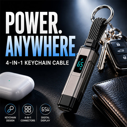 AOAOIO™ 4-in-1 EDC Cable - 65W Fast Charging USB-C Keychain Cord with Digital Display