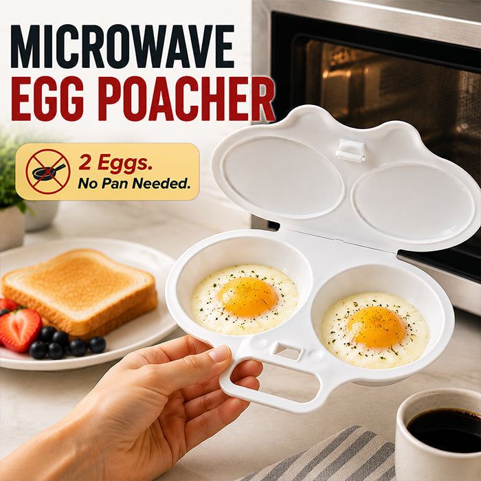 🎁BUY 2 GET 1 FREE! | Microwave Egg Poacher, Dual‑Cavity Non‑Stick, Easy‑to‑Clean