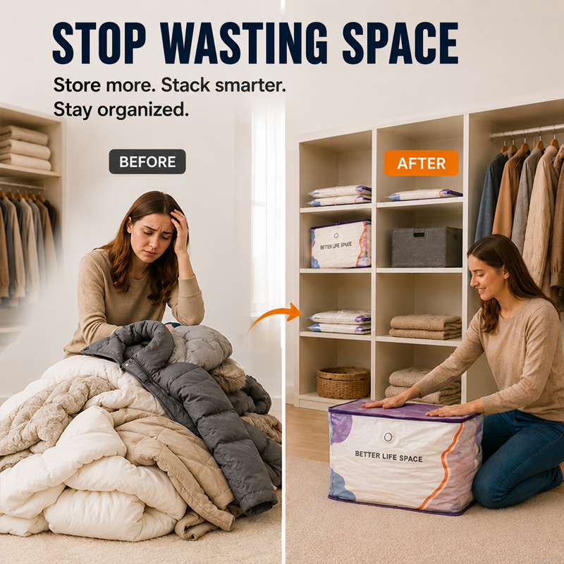 2026 HOT SALE✨ 50% OFF! 🔥No‑Pump Vacuum Storage Bags – Press & seal, no pump needed.
