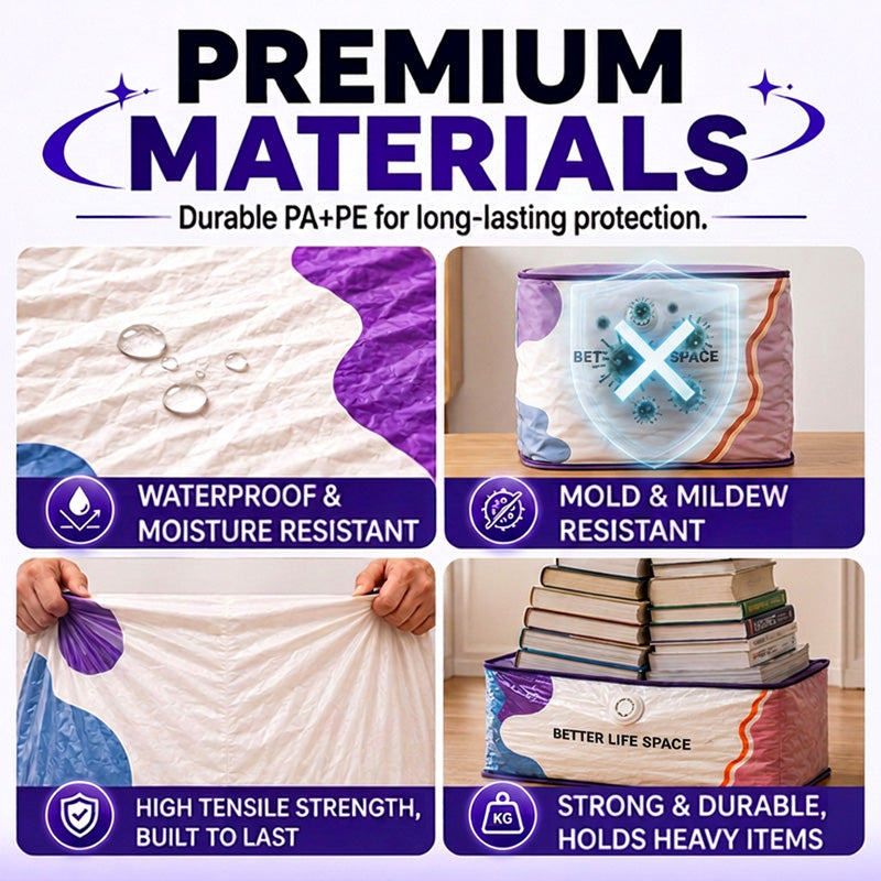 2026 HOT SALE✨ 50% OFF! 🔥No‑Pump Vacuum Storage Bags – Press & seal, no pump needed.