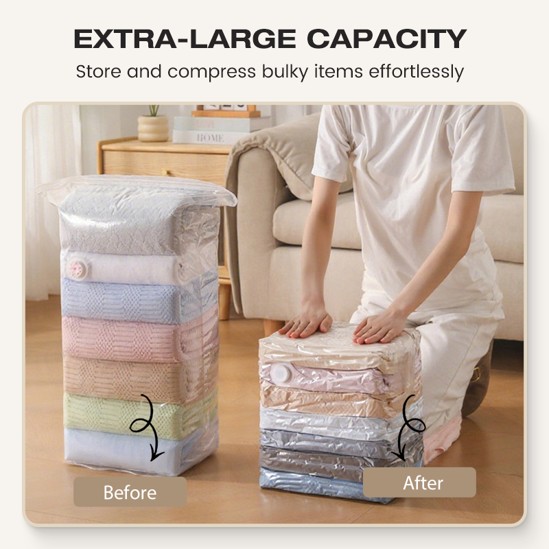 2026 HOT SALE✨ 50% OFF! 🔥No‑Pump Vacuum Storage Bags – Press & seal, no pump needed.
