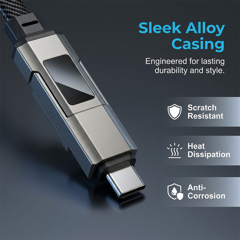 AOAOIO™ 4-in-1 EDC Cable - 65W Fast Charging USB-C Keychain Cord with Digital Display
