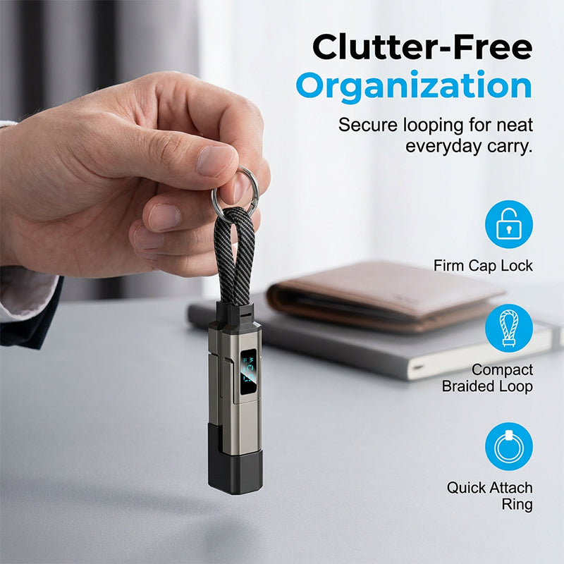 AOAOIO™ 4-in-1 EDC Cable - 65W Fast Charging USB-C Keychain Cord with Digital Display