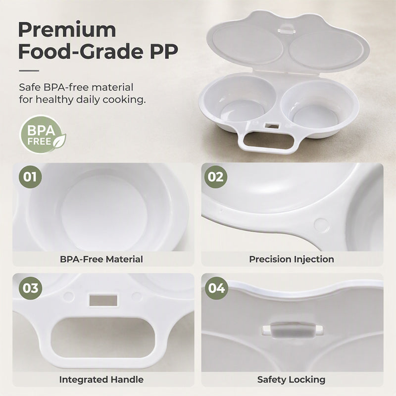 🎁BUY 2 GET 1 FREE! | Microwave Egg Poacher, Dual‑Cavity Non‑Stick, Easy‑to‑Clean