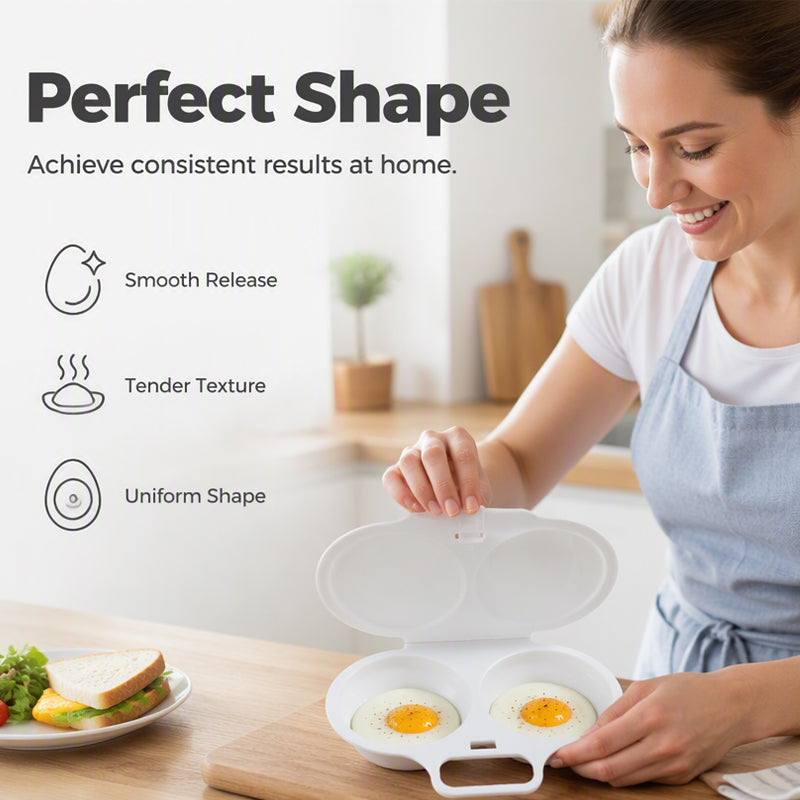 🎁BUY 2 GET 1 FREE! | Microwave Egg Poacher, Dual‑Cavity Non‑Stick, Easy‑to‑Clean
