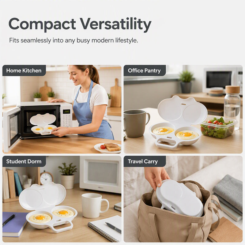 🎁BUY 2 GET 1 FREE! | Microwave Egg Poacher, Dual‑Cavity Non‑Stick, Easy‑to‑Clean